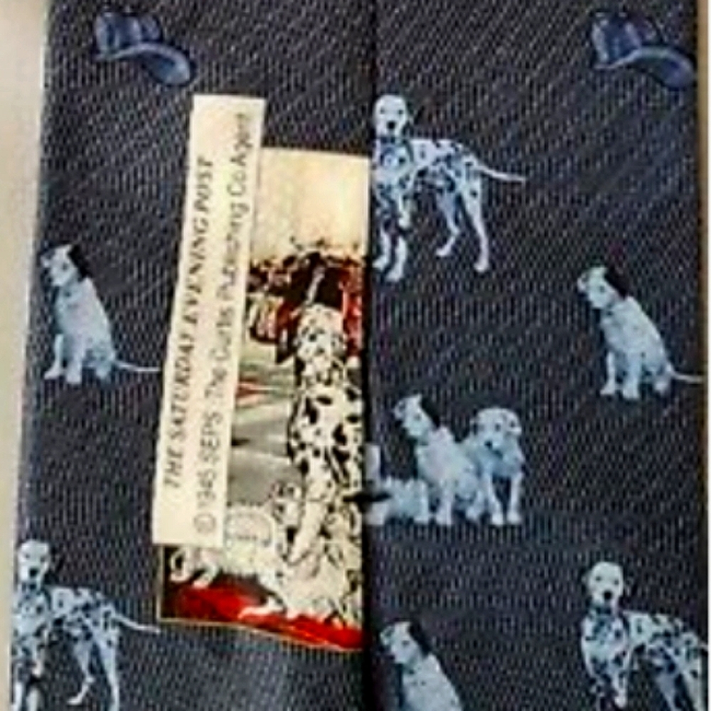 Dalmatian Dogs & Fire Trucks, Mens Neck Tie, Saturday Evening Post